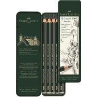 Faber-Castell 9000 Artists Quality Graphite Pencils Tin Of 12 Assorted Dagrees 8B-2H