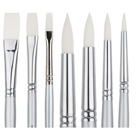 Eastart Brush Set Blue Range Of 6 Short Handled White Taklon Brushes Round Assorted Sizes