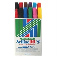 Artline 90 2-5Mm Chisel Tip Felt Marker Box Of 12 Assorted Colours