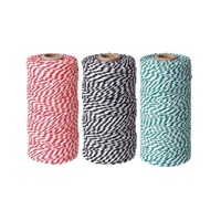 Bakers Twine Set Of 3 X 100 Mtr Rolls Red/Wh, Green/Wh, Black/Wh