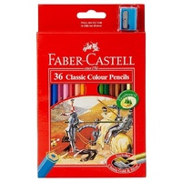 Faber-Castell Classic Red Range Coloured Pencils Box Of 36 Assorted Colours