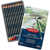 Derwent Artists Drawing Pencils Tin Of 12 Assorted Colours