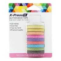 Deco Tape 6Mm X 5Mtr Rolls Pkt Of 10 Rolls Glitter Colours