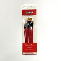Eastart Brush Set Red Range Of 6 Short Handled Golden Nylon Assorted Sizes And Styles