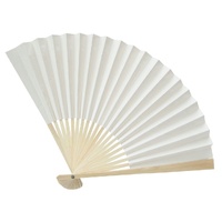 Folding Fan 225Mm Long Rice Paper With Bamboo Frame