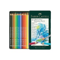 Faber-Castell Albrechet Durer Artists Quality Water Soluble Pencils, Permanent When Dry Tin Of 12 Assorted Colours