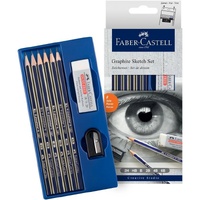 Faber-Castell Graphite Sketch Set (6 Pencils 6B-2H , Sharpeners & Erasers)