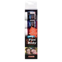 Derivan Facepaint Set Starter. 5 X 40Ml Paints With Brushes & Applicator