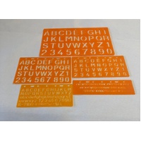Lettering Stencil 5Pce Set Of 5/10/15/20 &amp; 30Mm Letters And Numbers 