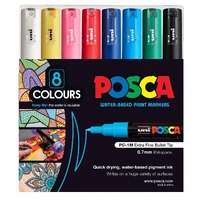 Posca Set PC1M Extra Fine - Contains one each of White, Yellow, Pink, Red, Blue, Light Blue, Green &amp; Black 