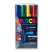 Posca Set PC5M4PASS Bullet Tip - Contains one each of Blue, Green, Red &amp; Yellow