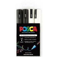 Posca Set PC5M4PBKWH Bullet Tip - Contains two each of Black &amp; White