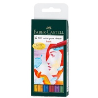 Faber-Castell Pitt Artist Pen Brush Tip Set Of 6 Basic Colours