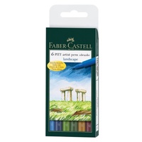 Faber-Castell Pitt Artist Pen Brush Tip Set Of 6 Landscape Colours
