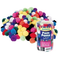 Pom Poms 300 Piece Assorted Colours And Sizes In A Plastic Container - While stocks last 