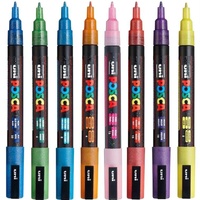 Posca Set PC3M Fine Bullet - Glitter Blue, Green, Light Blue, Orange, Pink, Red, Violet & Yellow