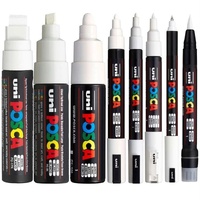 Posca Set 8Pk Wallet White - Contains one each of White PC17K, PC8K, PC7M, PC5M, PC3M, PC1MR, PC1M & PCF350