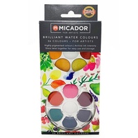 Koh-I-Noor Watercolour Disc Set Of 36 Assorted Brilliant Colours Cream Tray