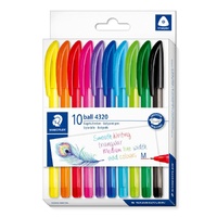 Staedtler Ball 432 Ballpoint Pens Packet Of 10 Assorted Colours