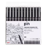 Uni Pin Fine Line Pin-200 Wallet Of 12 Assorted Sizes 