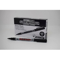 uni Super Ink Black Marker Oil Based .9Mm Tip Box Of 12