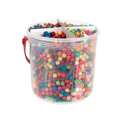Bucket Of Assorted Plastic Beads 655G