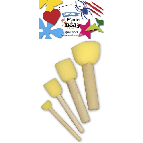 Derivan Face Paint Spouncers Set Of 4 Assorted Sizes