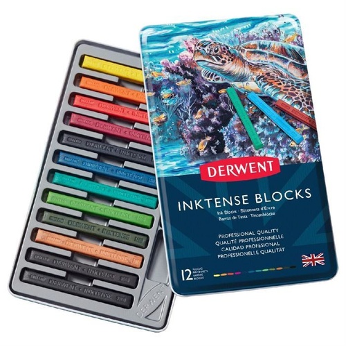 Derwent Inktense Blocks Tin Of 12 Assorted