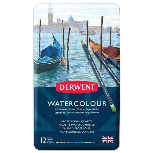 Derwent Watercolour Pencils Tin Of 12 Assorted Colours