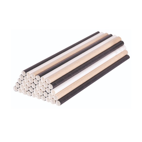 Eco Paper Straws Black White And Kraft Colours Pkt Of 250 8Mm X 19.7Mm