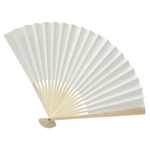 Folding Fan 225Mm Long Rice Paper With Bamboo Frame