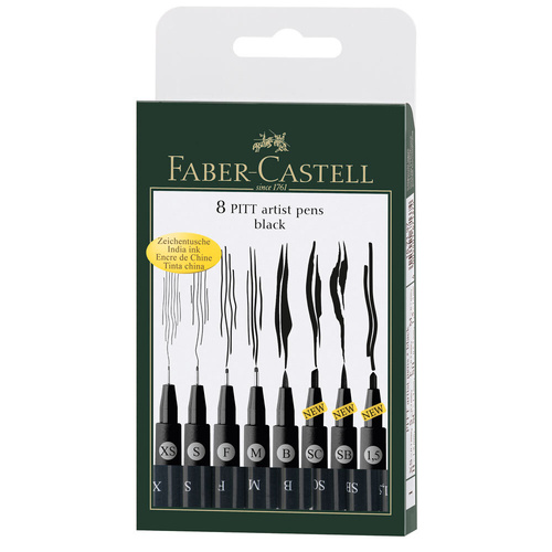 Faber-Castell Pitt Artist Pen Set Of 8 Assorted Tips