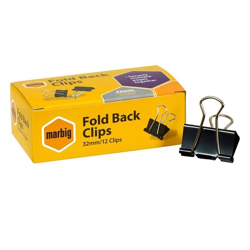Marbig Fold Back Clip 32Mm Pkt Of 12