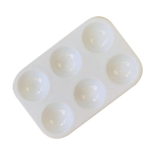 Mini Plastic Palette 6 Well Heavy Duty, Pure White Plastic 6 Well Tray