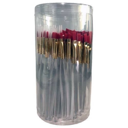 Nam Brush Canister Set Of 72. 12 Each Of Ruby Taklon Round 10/04 .Flat 614. Angular 1/4 And #2 Filbe