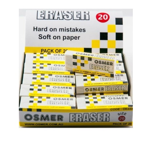 Osmer Economy Plastic Eraser Box Of 20