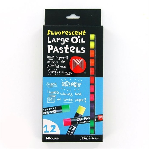 Micador Large Oil Pastels Fluoro Box Of 12 Assorted