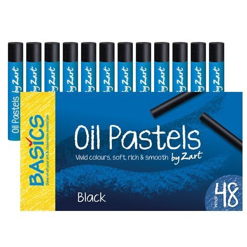 Basics Large Round Oil Pastels Set Of 48 Black