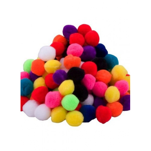 Pom Poms 25Mm Packet Of 100 Assorted Colours