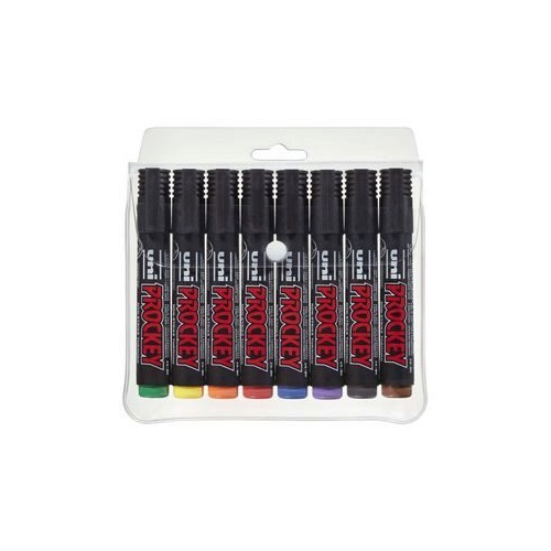 uni Prockey Water Based Pigment Markers Bullet Tip Packet Of 8 Assorted Colours