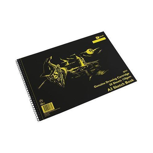 Quill Drawing Cartridge Pads 110Gsm A3 Spiral Bound Non Perforated