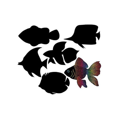 Scratch Art Fish Packet Of 24 6 Designs 7 X15Cm With Tools