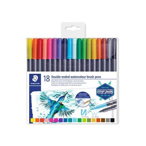 Staedtler Double Ended Watercolour Brush Marker Set Of 18 Asstd