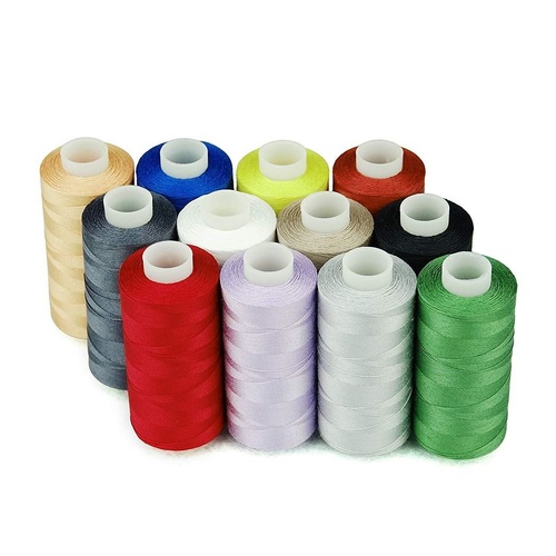 Sewing Cotton Assorted Colours Packet Of 12 X 1000 Yard Spools