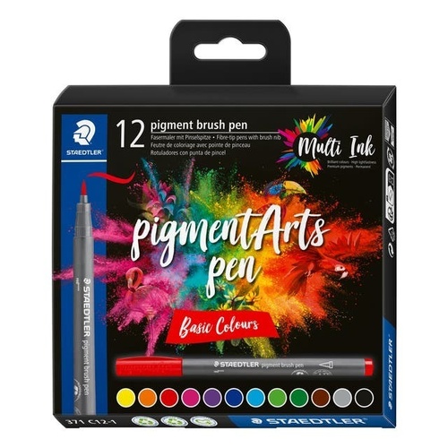 Staedtler Pigment Art Brush Pen Set Of 12 Assorted